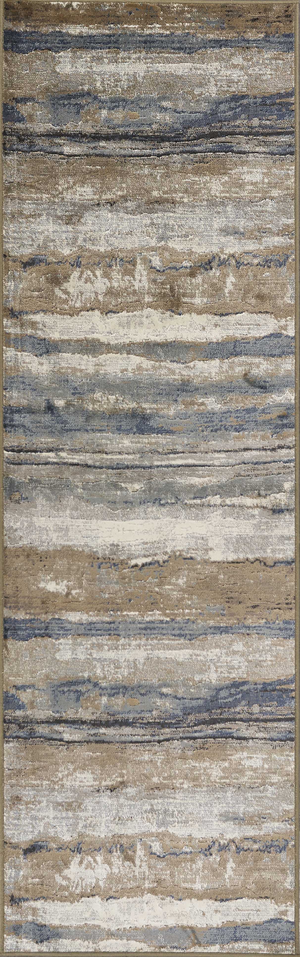 2'2"X 6'11" Runner Viscose Ivory/Blue Area Rug