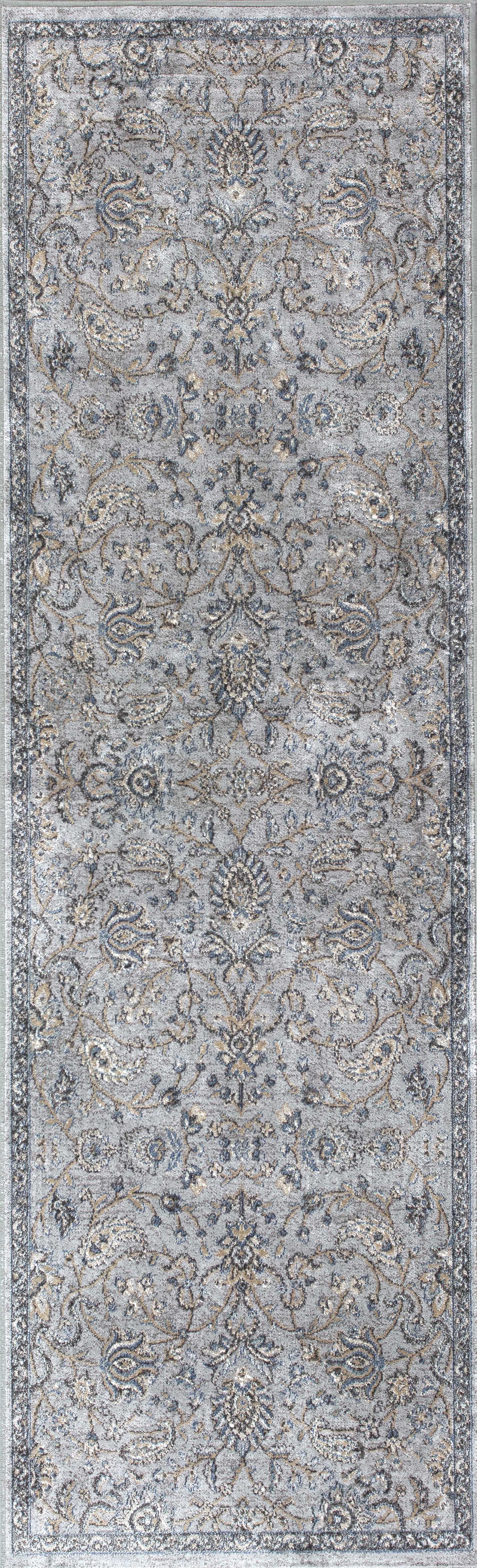 2'2"X 6'11" Runner Viscose Silver/Blue Area Rug