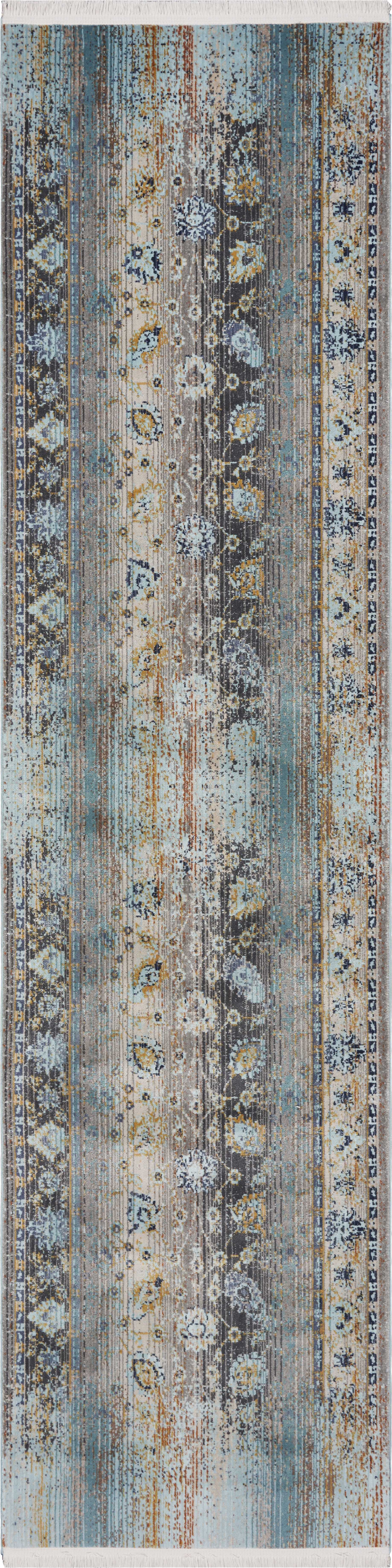 2'7" x 9'10" Runner Polypropylene Turquoise Area Rug