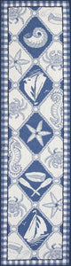 2' x 8' Runner Wool Blue/Ivory Area Rug