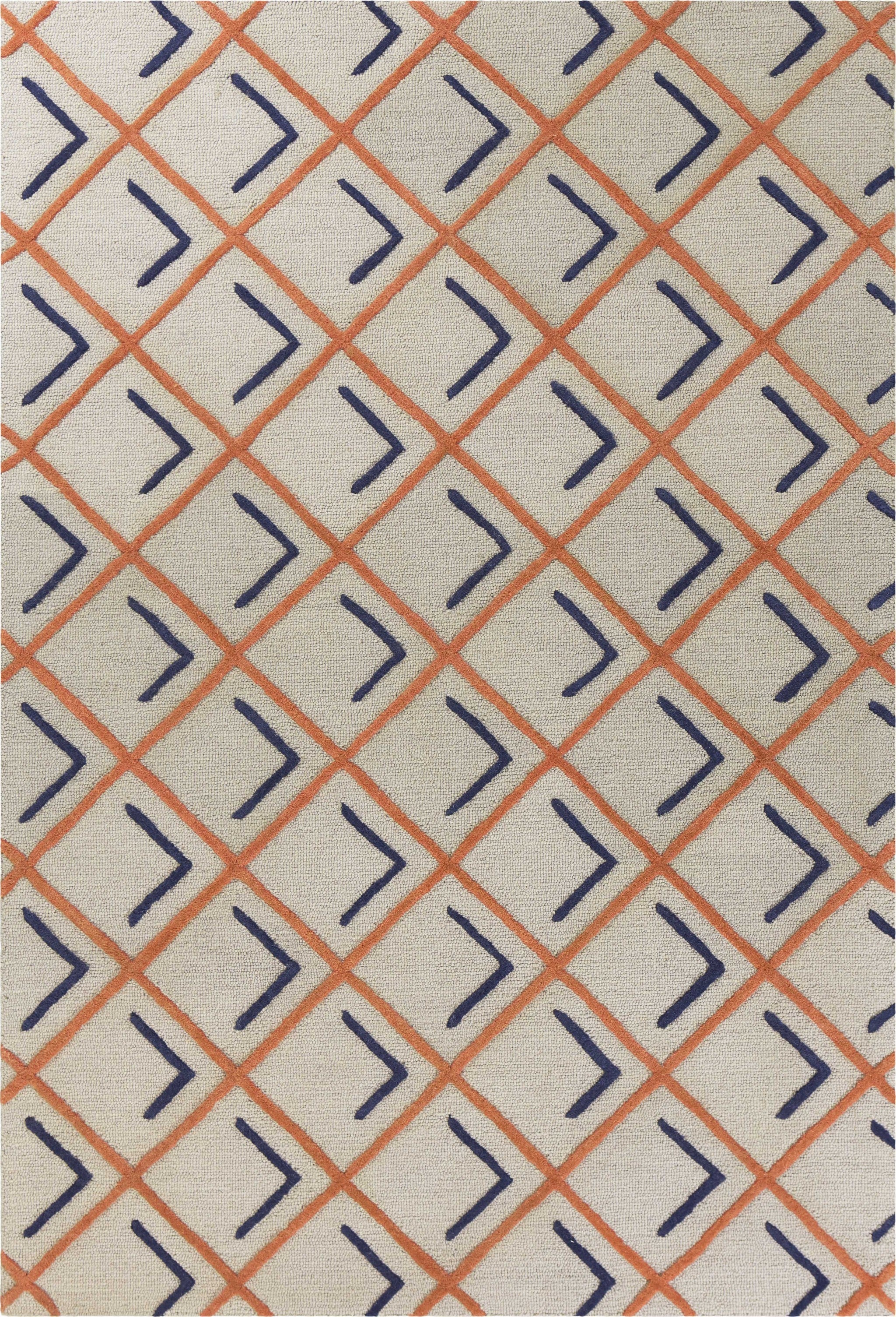 3'3" x 5'3" Wool Tangerine/Indigo Area Rug