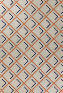 3'3" x 5'3" Wool Tangerine/Indigo Area Rug