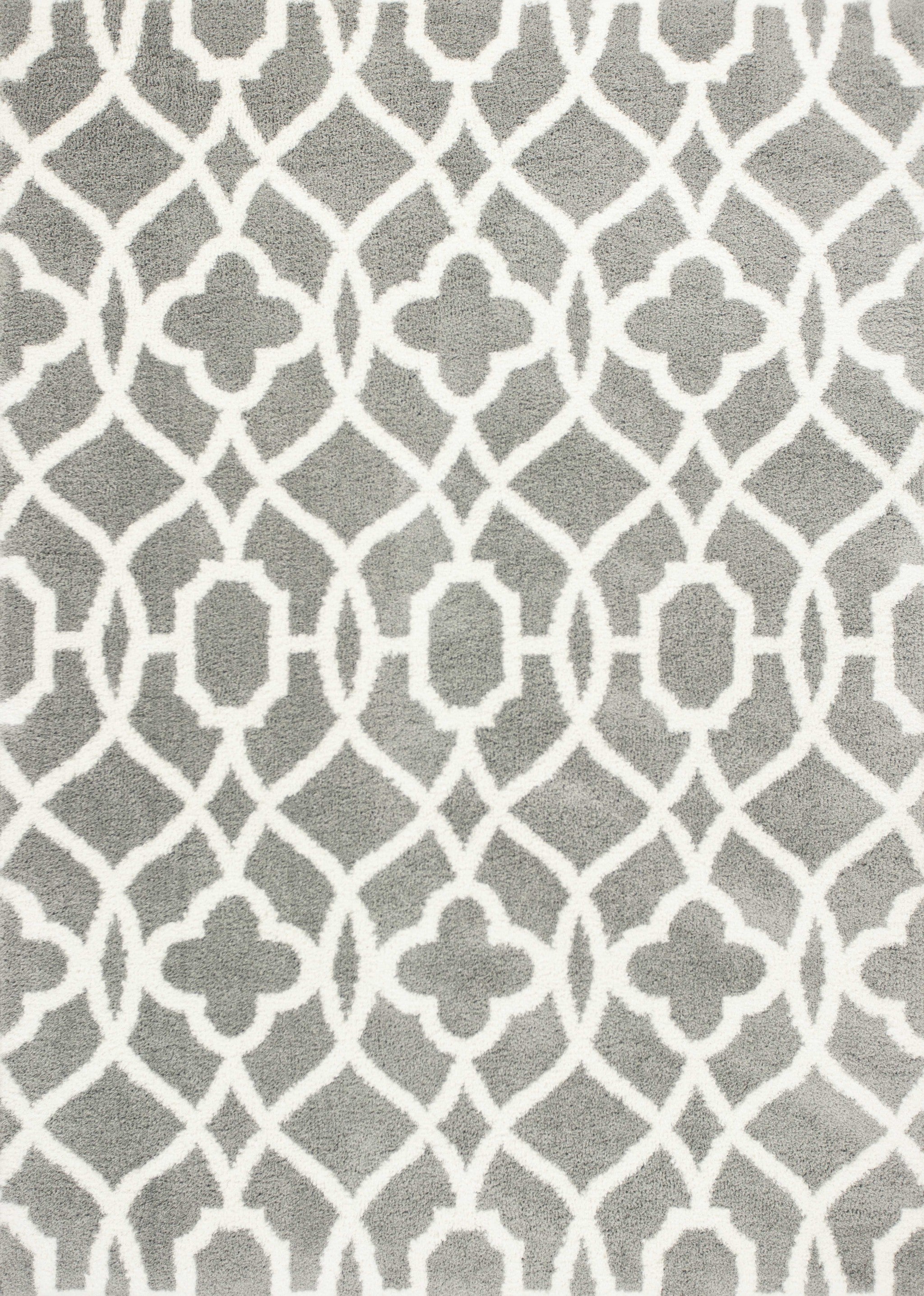 3'3" x 5'3" Microfiber Grey/Ivory Area Rug