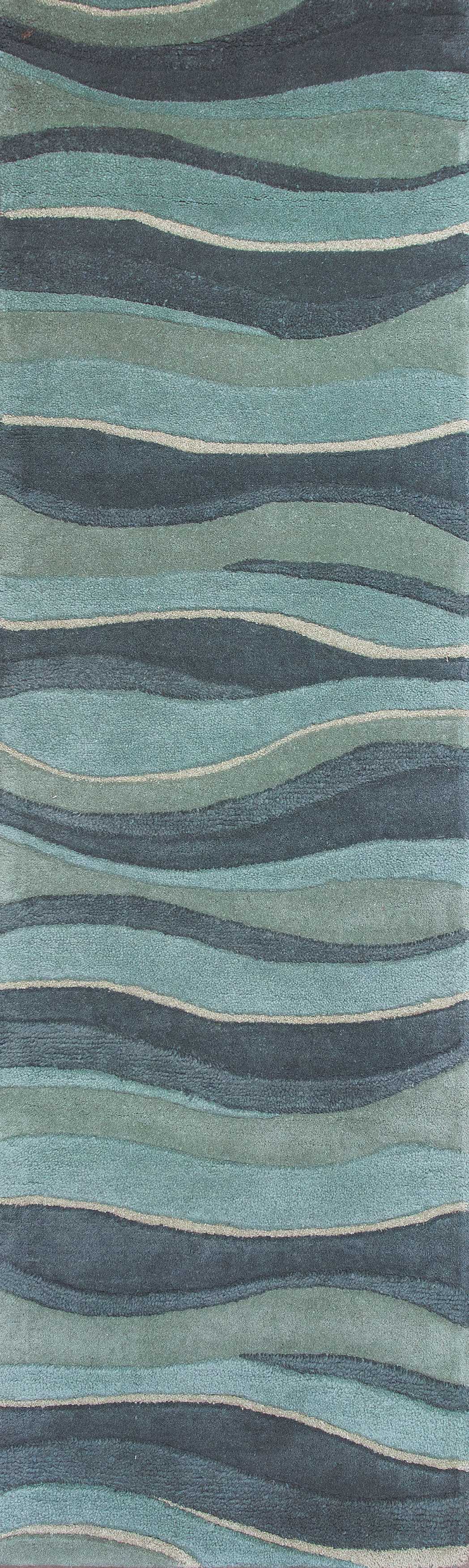 2'3" x 7'6" Runner Wool Ocean Area Rug