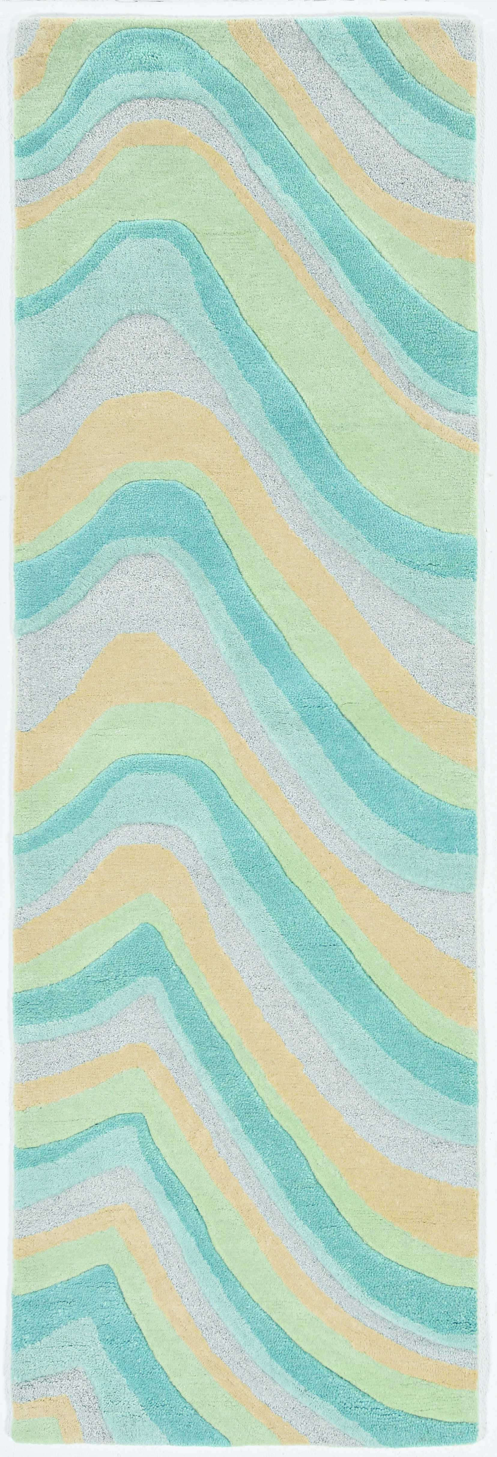 2'3" x 7'6" Runner Wool Ocean Area Rug