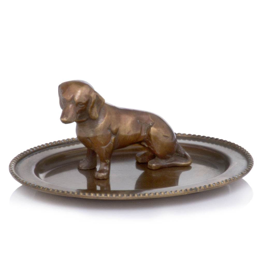 4.5" x 6" x 2.5" Antique Brass/Dachshund - Change Tray