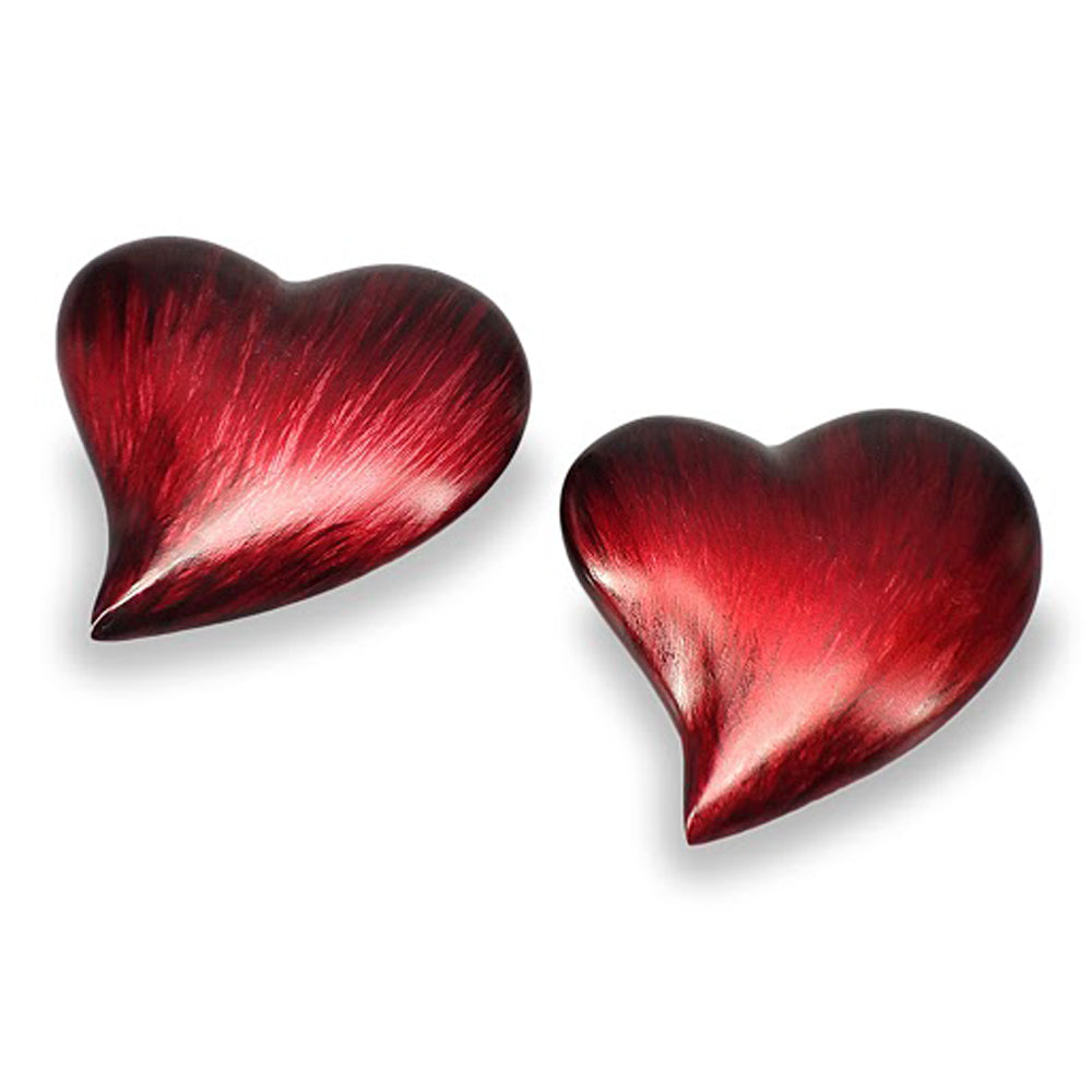 4" x 4.5" x 1" Red Glaze/Large - Heart Set of 2