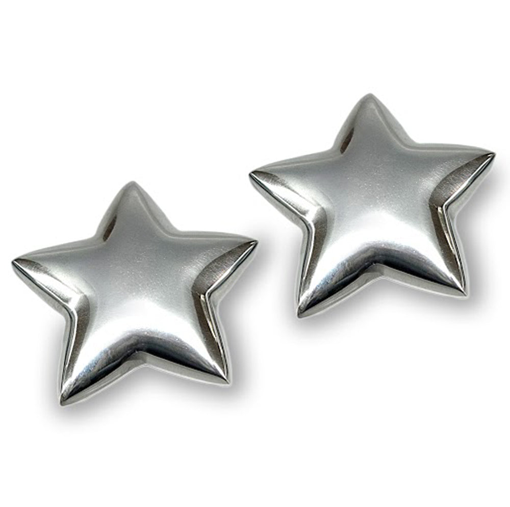 4.5" x 4.5" x 1" Buffed Large Paperweight - Star Set of 2