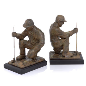 4.5" x 6" x 8" Red Patina & Black - Golfer Bookends