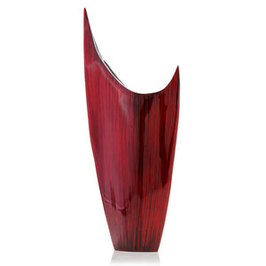 3" x 8" x 18" Red Glaze & Silver - Pointed Vase