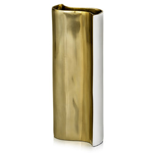 2" x 5" x 12.5" White/Gold - Wave Vase