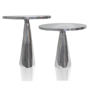 21.5" x 21.5" x 24" Rough Silver, Polished, Large Cone - Side Table