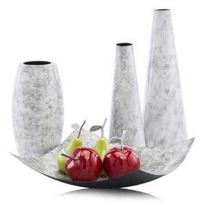 6.5" x 6.5" x 18" White/Tall Cone,  Faux Marble - Vase