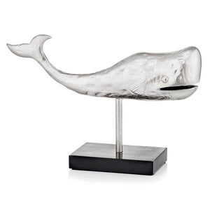 4" x 14.5" x 9.5" Rough Silver - Whale on Stand