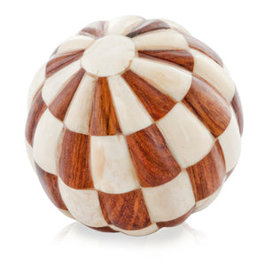 4" x 4" x 4" Natural Checkered Bone - Sphere