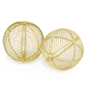 4" x 4" x 4" Gold Parrilla - Sphere Set of 2