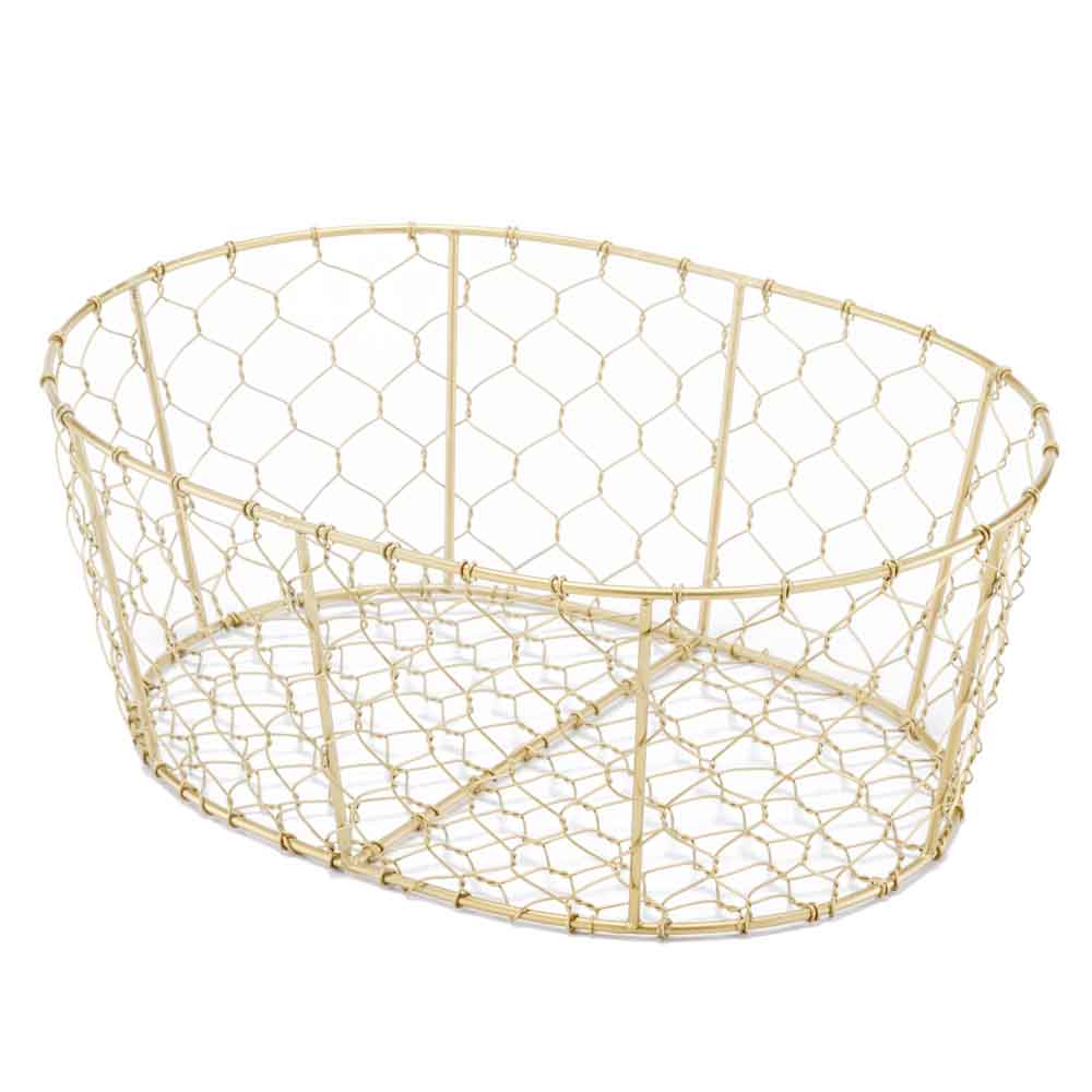 10" x 14" x 5.5" Antique Brass/Oval Wire - Basket