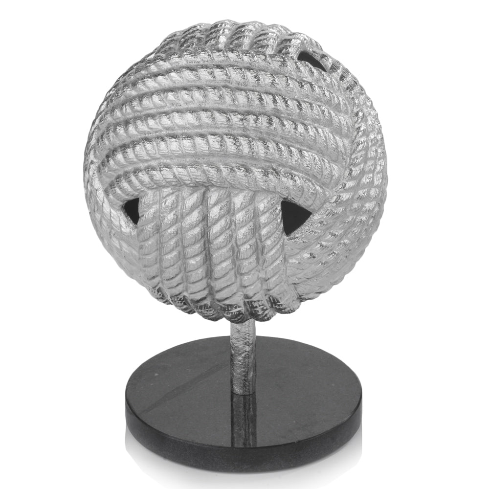 8" x 8" x 10.5" Rough Silver/Black - Rope Ball Sculpture