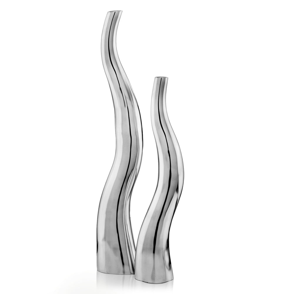 3.5" x 6" x 32" Buffed, Curve, Tall, Wiggly - Vases Set of 2