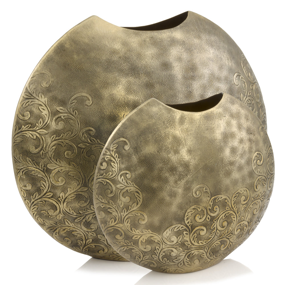 6" x 19" x 17.5" Gold, Hammered, Large, Round - Vase