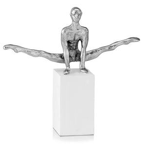 3.5" x 14" x 13" Silver & White - Gymnast