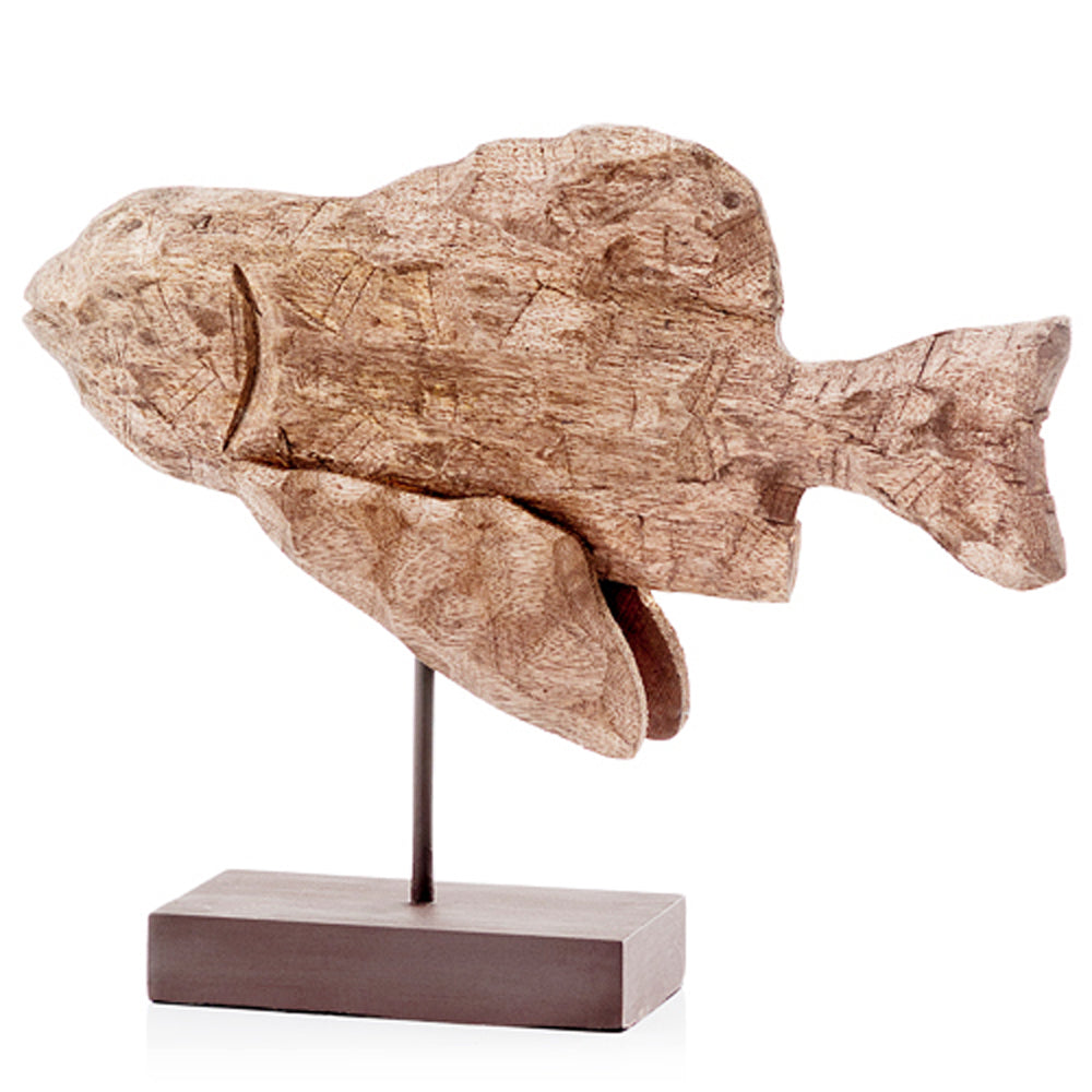 3.5" x 16" x 13" Natural & Black - Fish on Stand