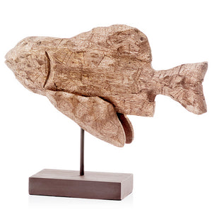 3.5" x 16" x 13" Natural & Black - Fish on Stand