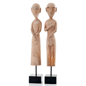 3.5" x 3.5" x 22.5" Gray, African Museum - Figures Set of 2