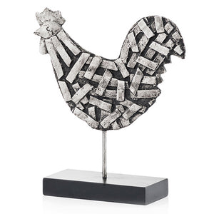 3" x 9.5" x 10.5" Silver & Black Strap - Rooster