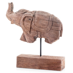 3.5" x 14" x 14" Brown & Black - Elephant on Stand