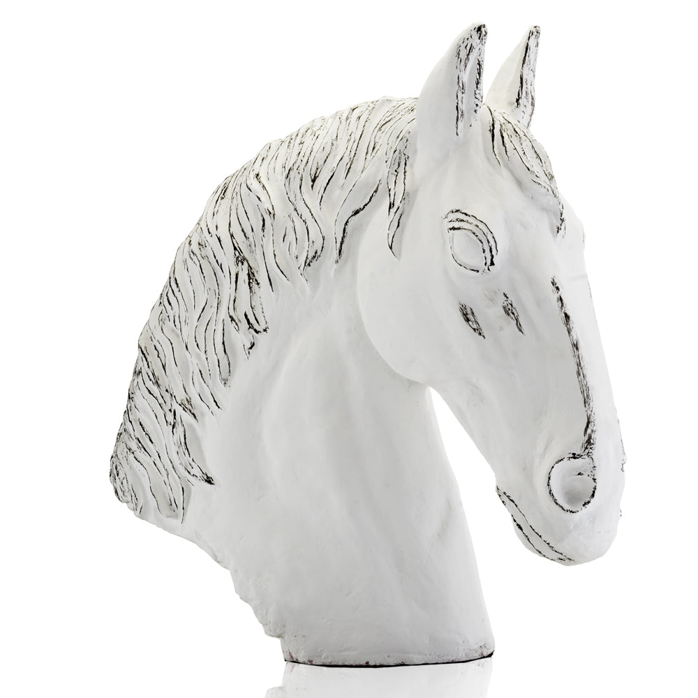 9" x 18" x 23" White, Ceramic - Stallion Bust