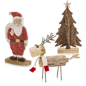 3.5" x 9" x 18" Red/Black/Natural - Santa Sculpture