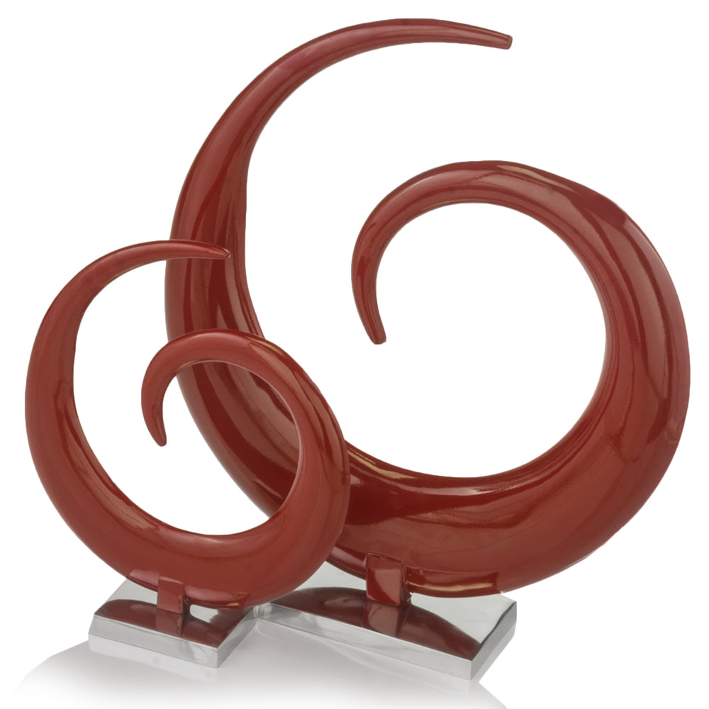 6" x 22.5" x 25.5" Buffed, Red, Extra Large, Spiral - Sculpture