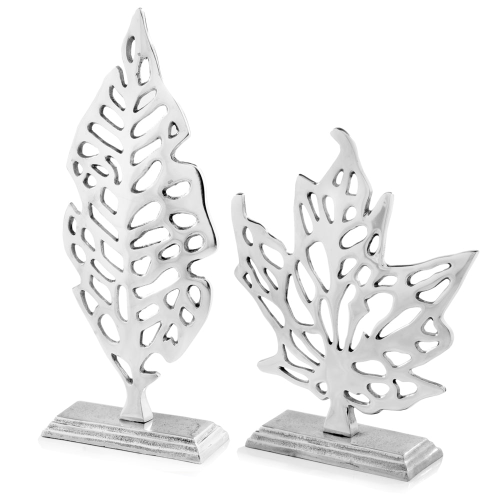 3.5" x 9" x 22" Rough Silver - Leaf Sculpture