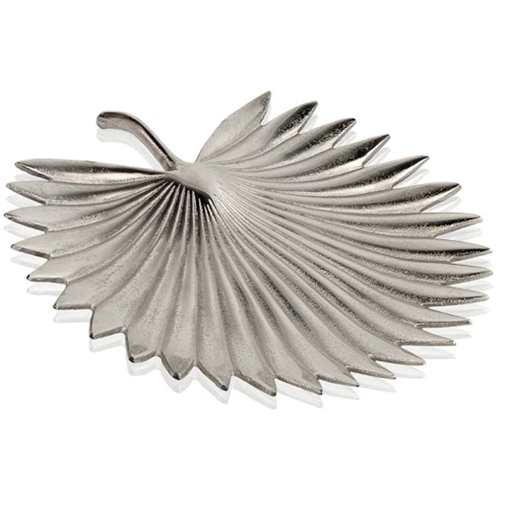 18" x 18" x 1.5" Rough Silver, Palm Leaf - Tray