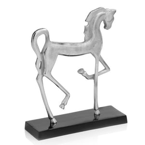 4" x 13" x 16" Rough Silver/Black Cantering Horse