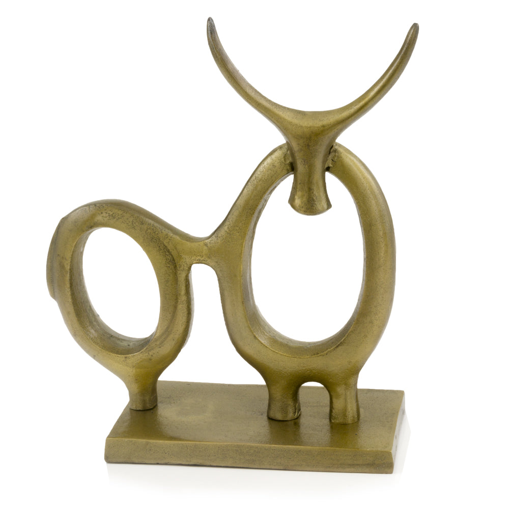 4.5" x 12.5" x 13.5" Antique Gold - Abstract Ox