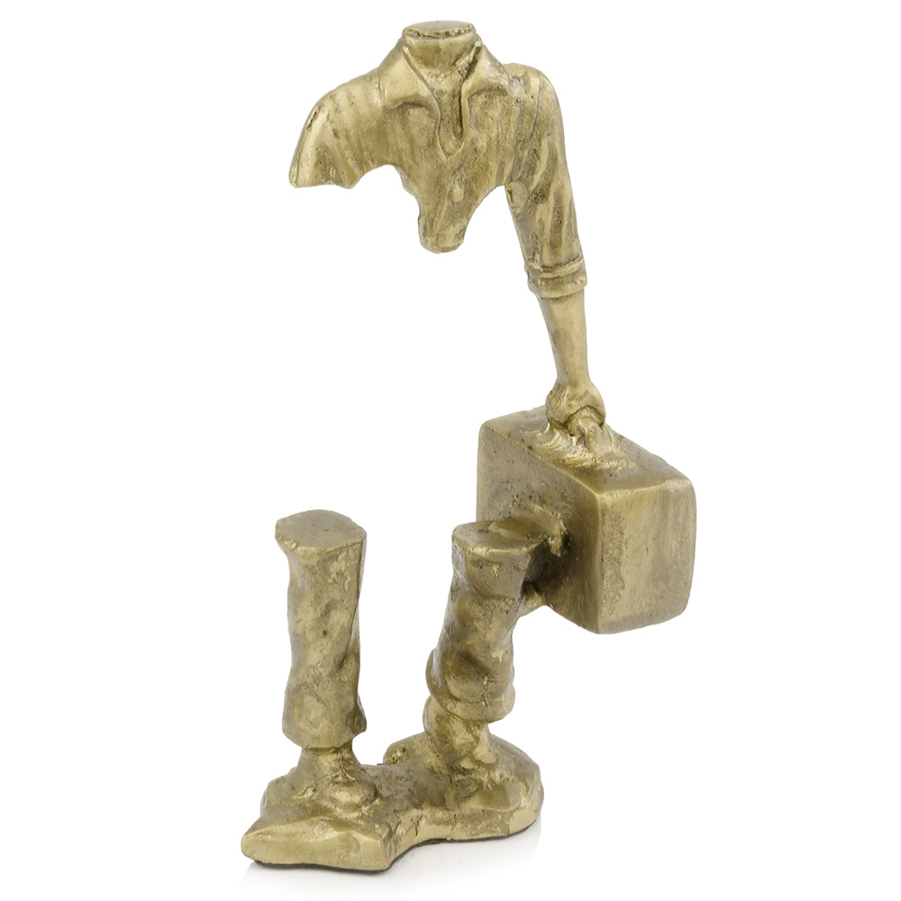 3.5" x 6" x 11" Antique Gold - Abstract Businessman