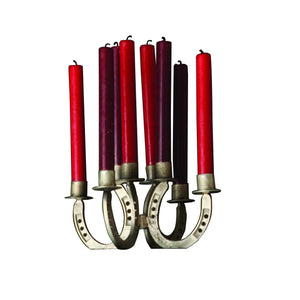 Old Style Horse Shoe Design Metal Candelabra, Nickel Silver