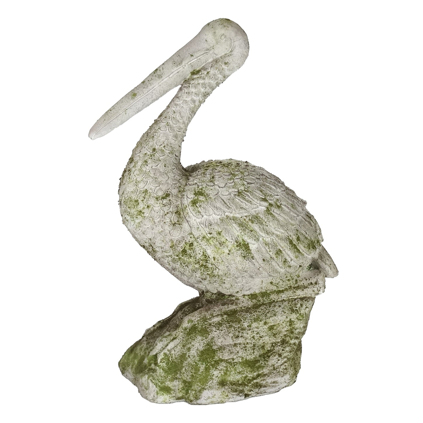 Coastal Magnesium Pelican Statue with Distressed Details, White