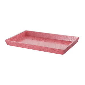 Rectangular Wooden Decorative Serving Tray with Raised Sides, Pink