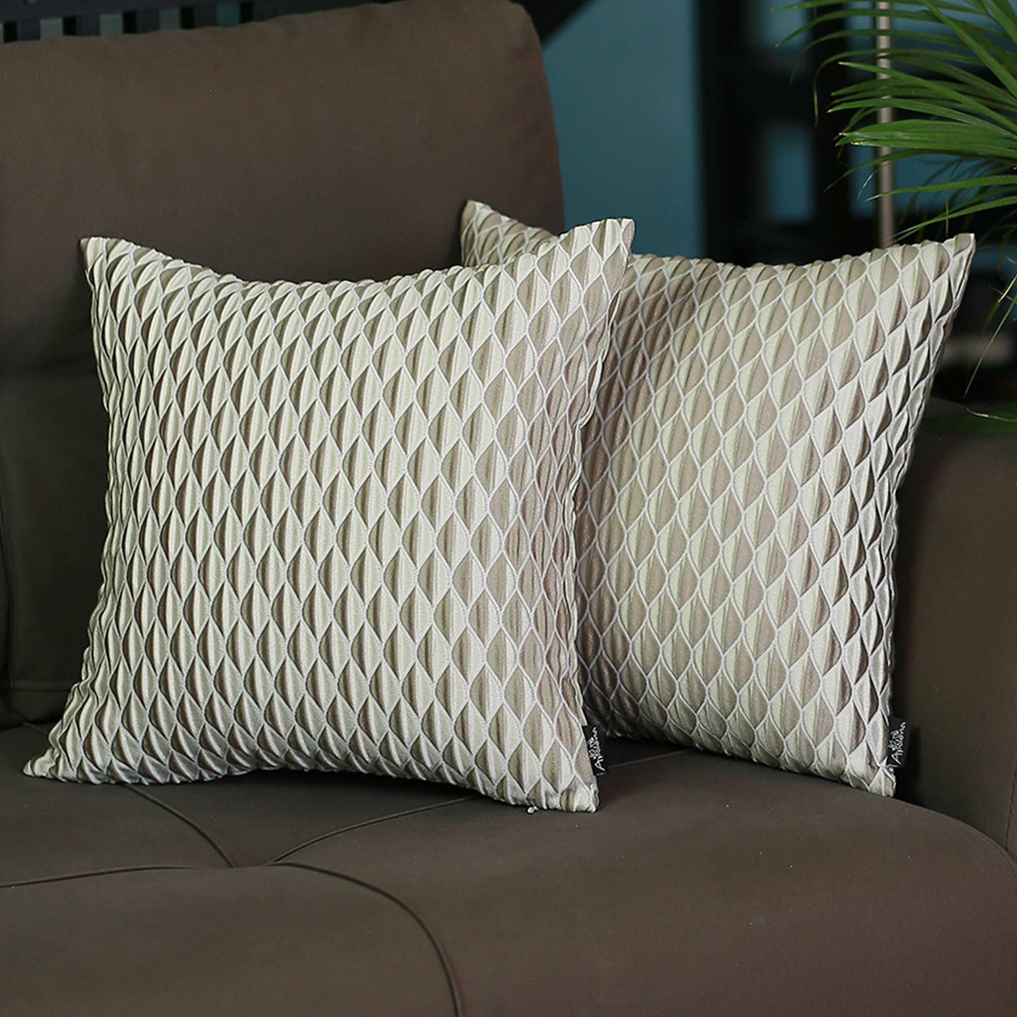 17"x 17" Honeycomb Jacquard Decorative Throw Pillow Cover Set Of 2 Pcs Square