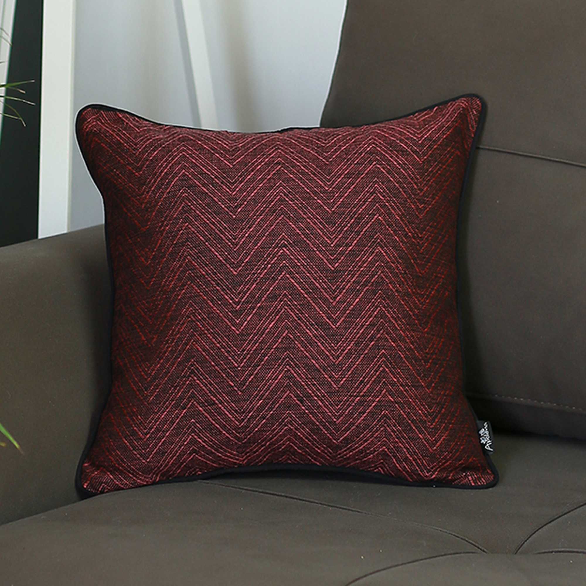 17"x 17" Jacquard Zigzag Decorative Throw Pillow Cover