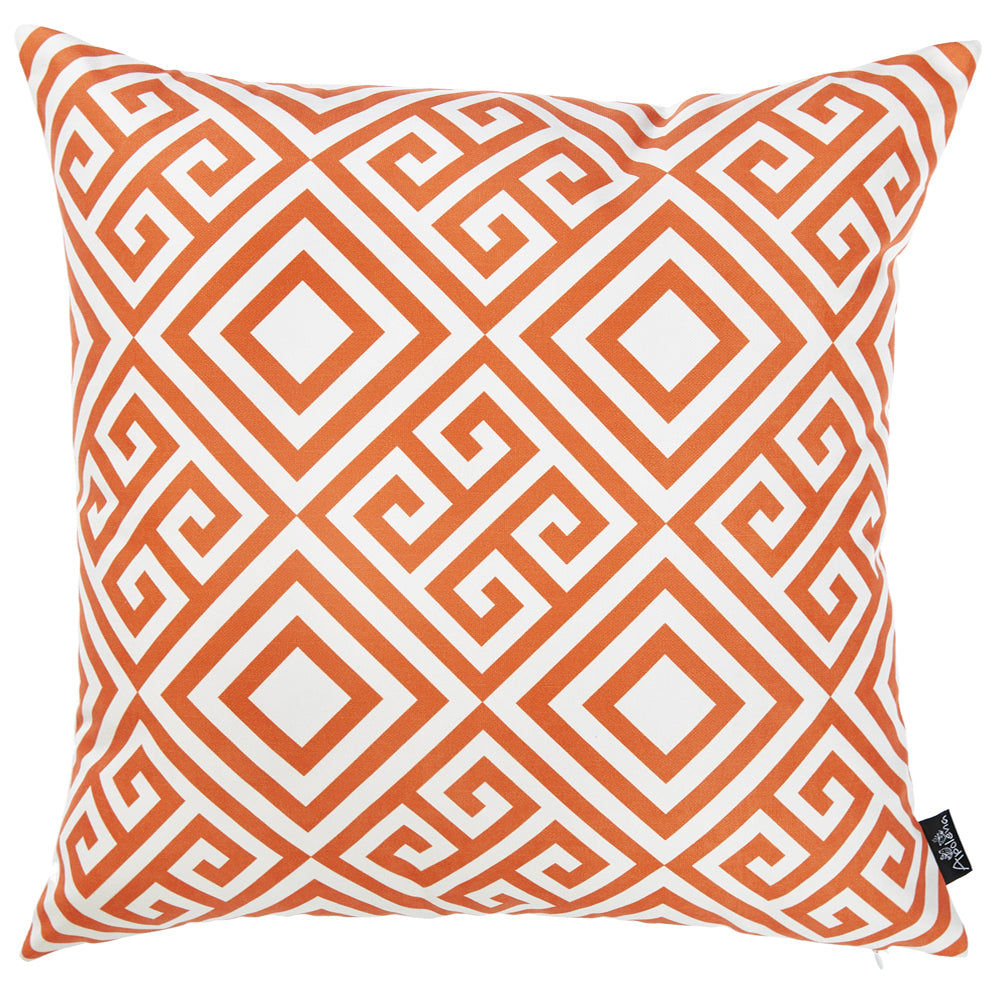 18"x 18"Orange Tropical Greek Printed Decorative Throw Pillow Cover