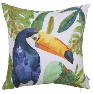 18"x 18" Tropical Square Parrot Printed Decorative Throw Pillow Cover