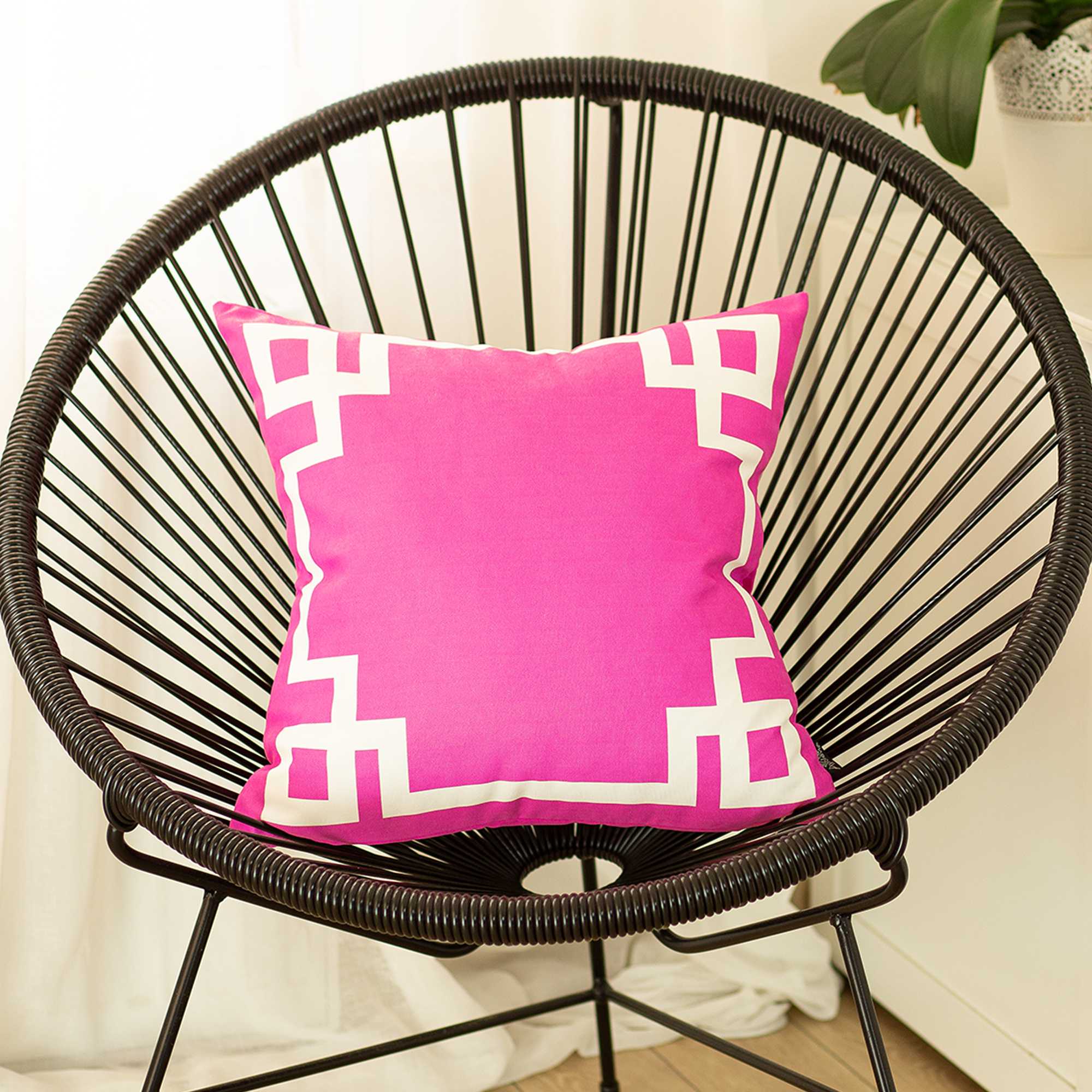 18"x18"Pink and White Geometric Decorative Throw Pillow Cover