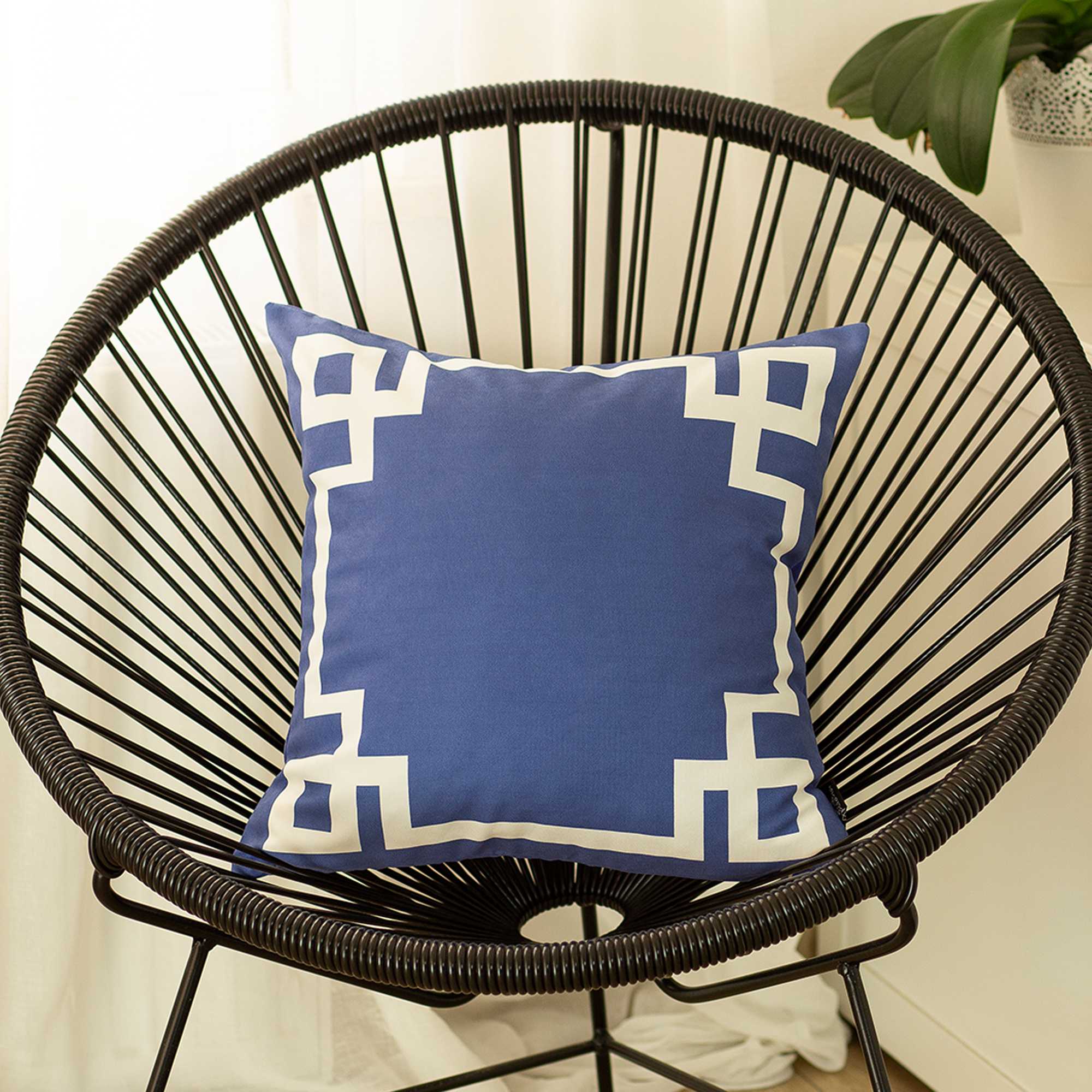 18"x18"Blue and White Geometric Decorative Throw Pillow Cover