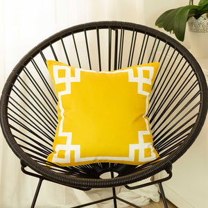 18"x18" Yellow and White Geometric Decorative Throw Pillow Cover