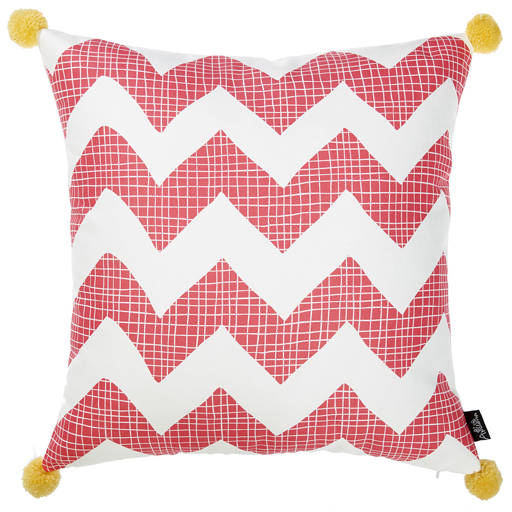 18"x 18" Pink Tropical Chevron Decorative Throw Pillow Cover