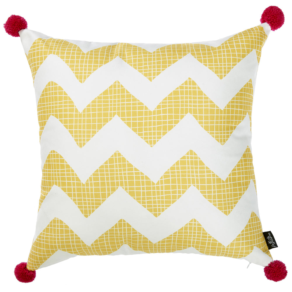 18"x 18" Yellow Tropical Chevron Decorative Throw Pillow Cover